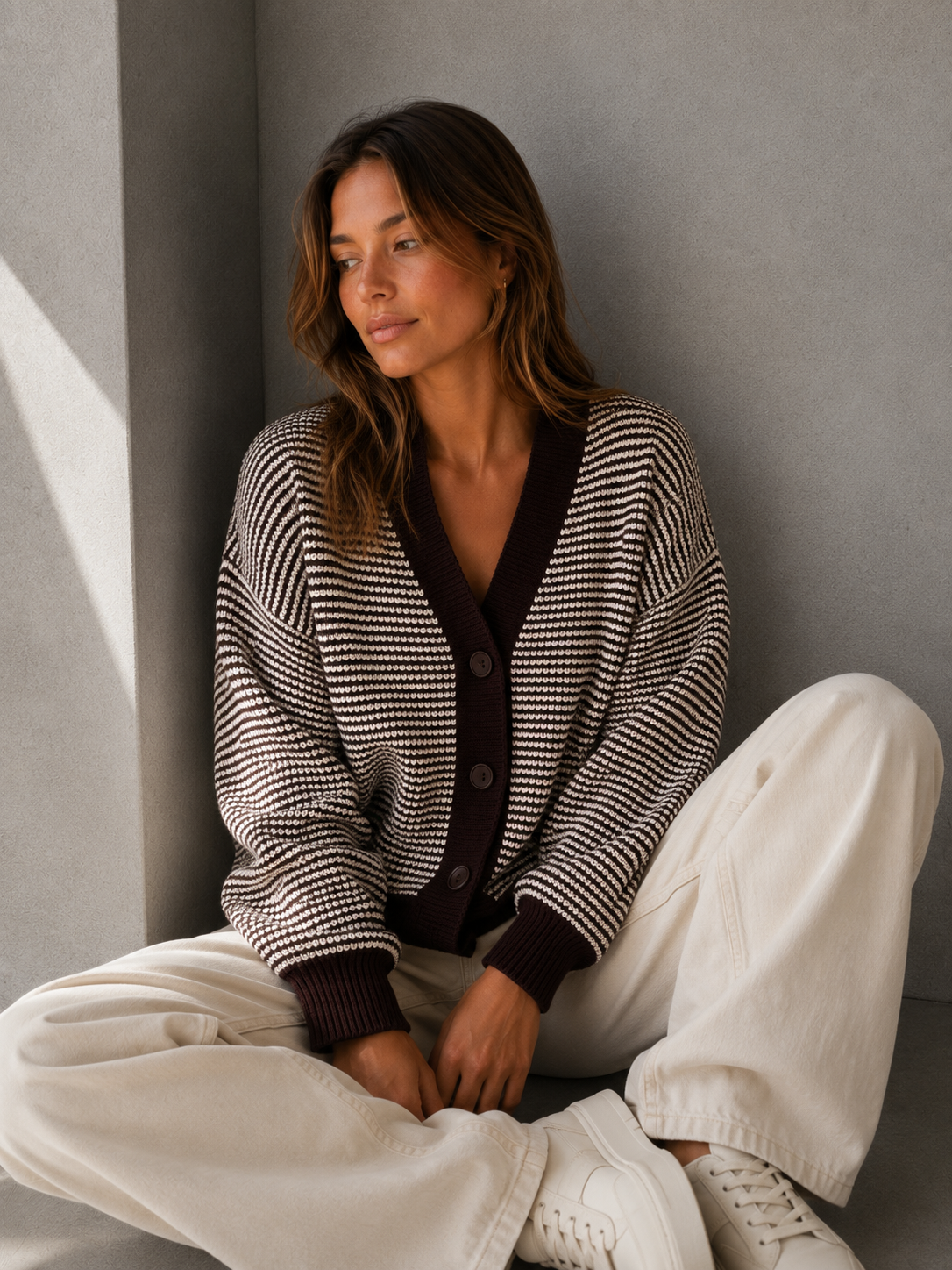 Sweter Hazel Czekolada Ecru