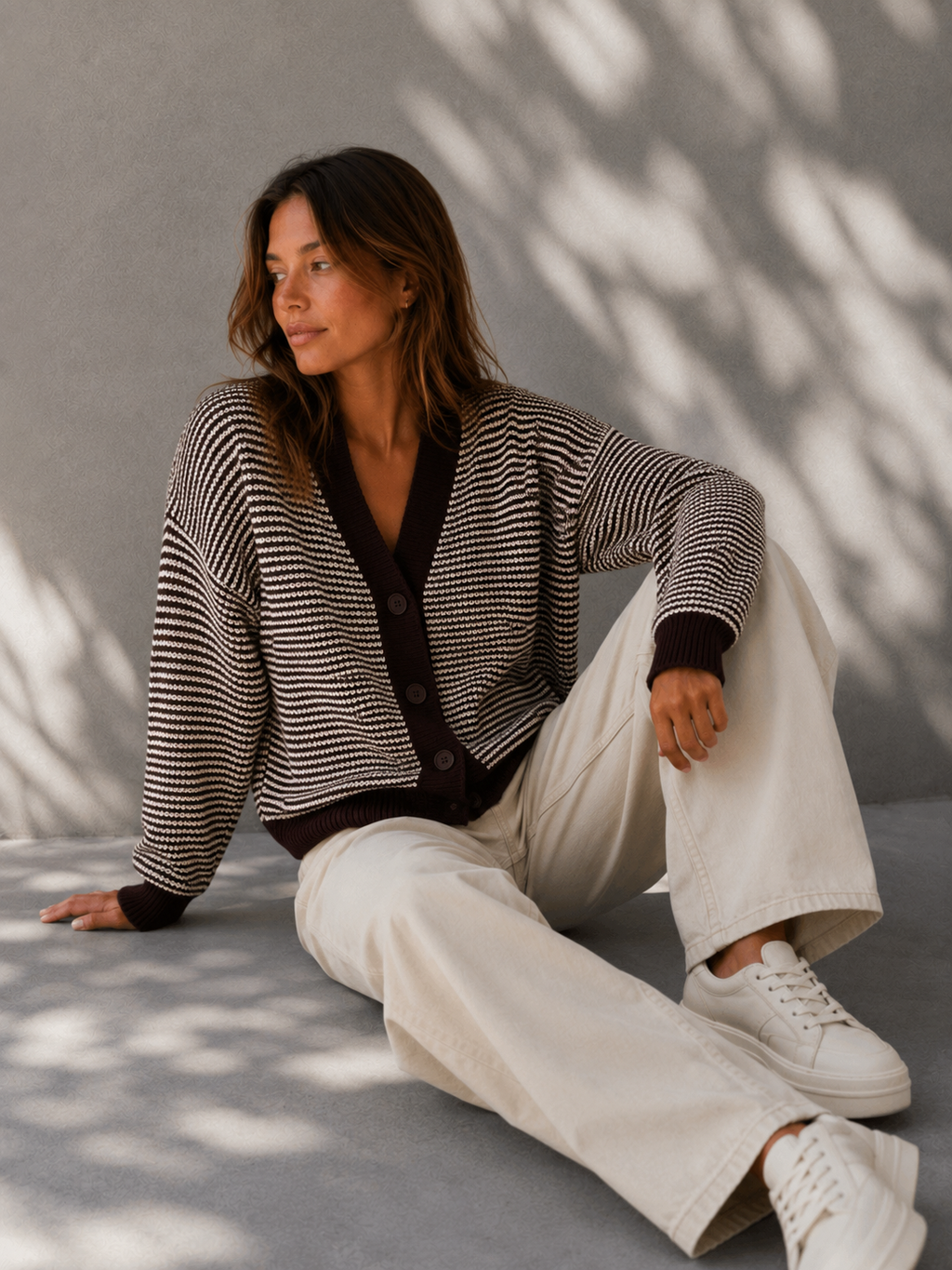 Sweter Hazel Czekolada Ecru