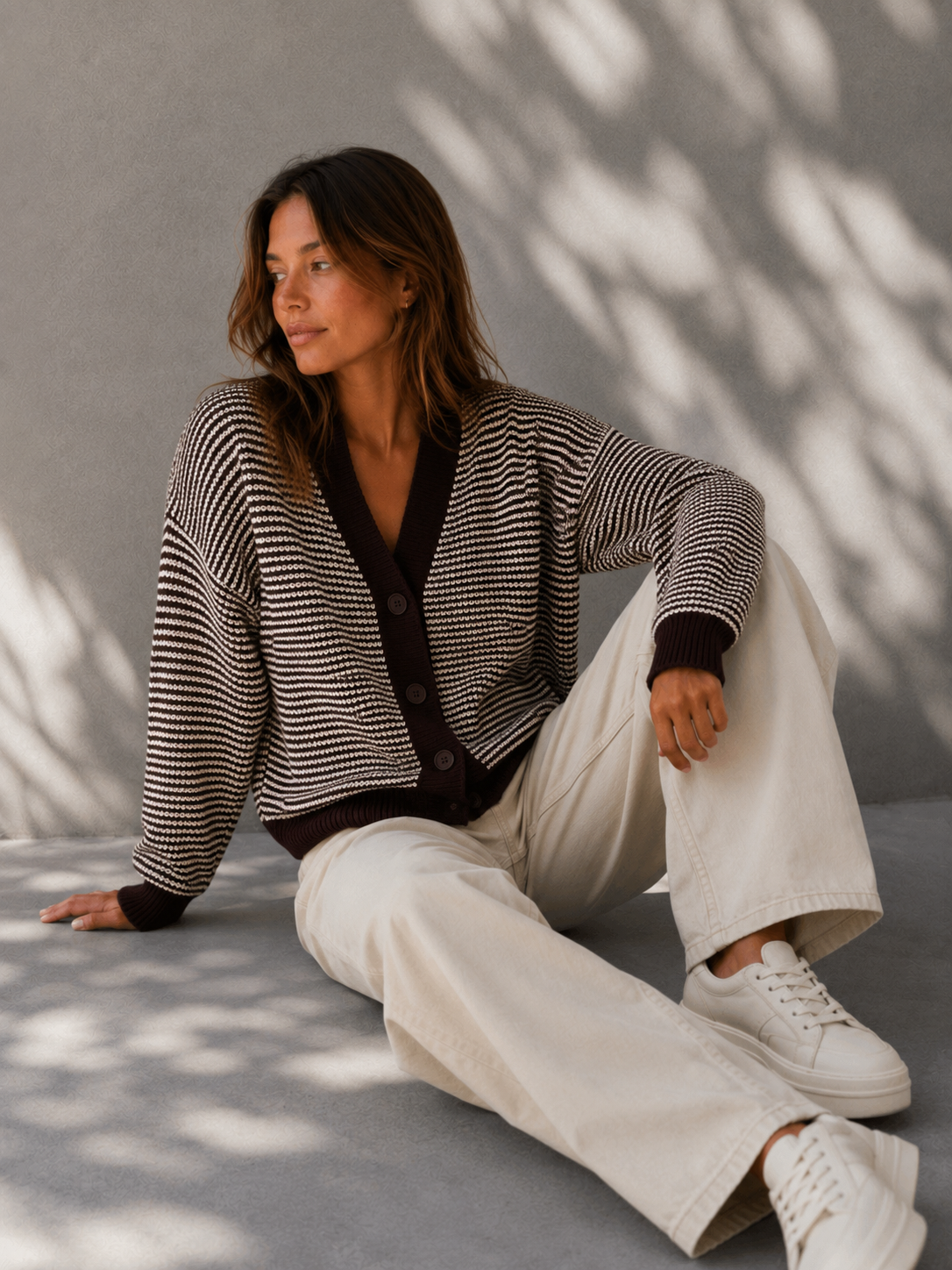 Sweter Hazel Czekolada Ecru