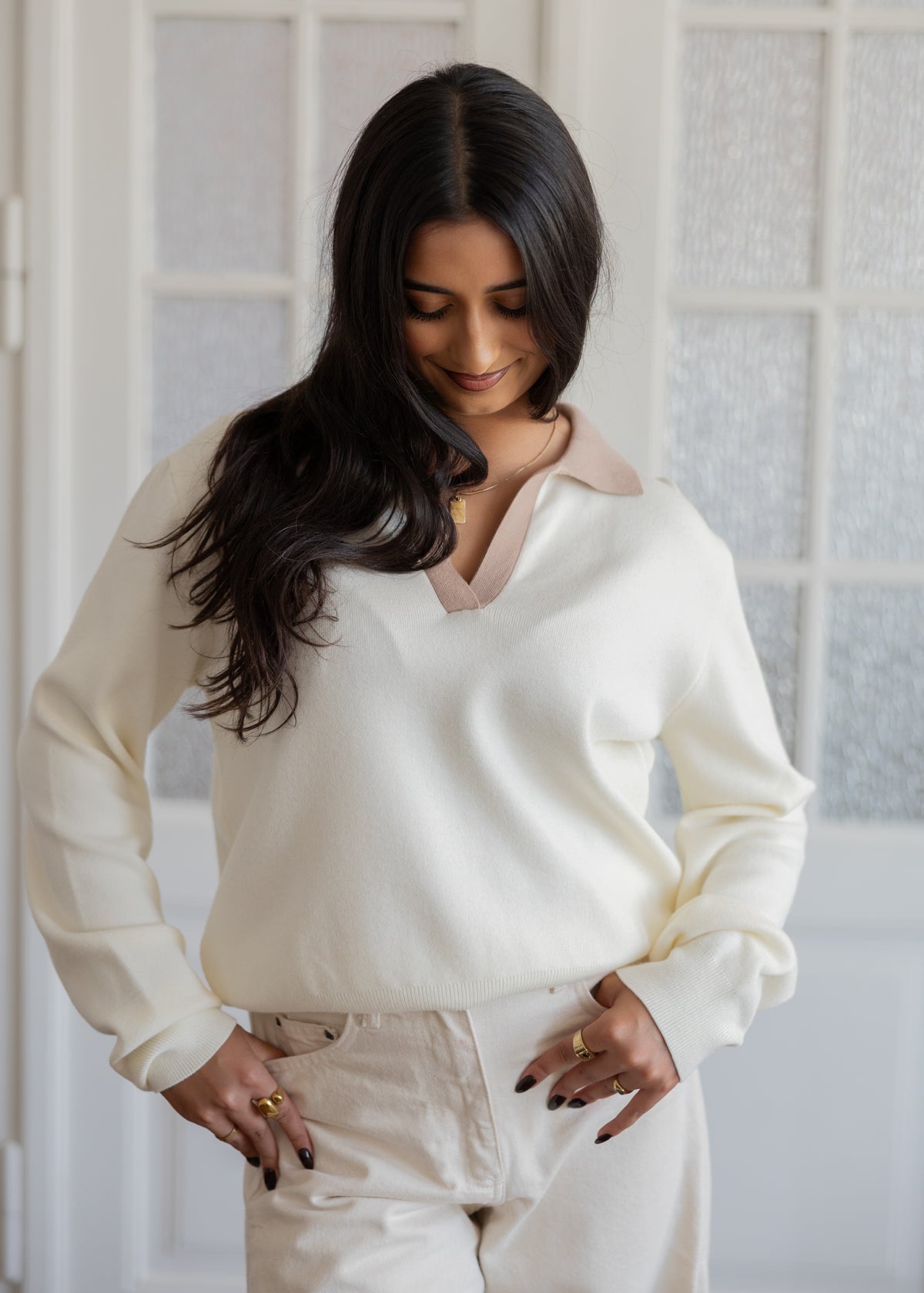 Sweter Polo Cream